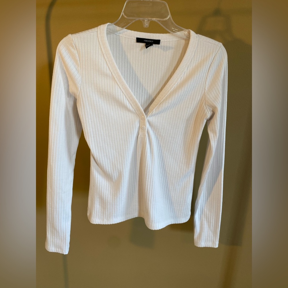 White vneck long sleeve